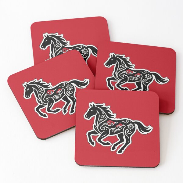 Item preview, Chinese Zodiac Horse Red Art – Lucky Lunar New Year Horse Illustration designed and sold by MuseAI.