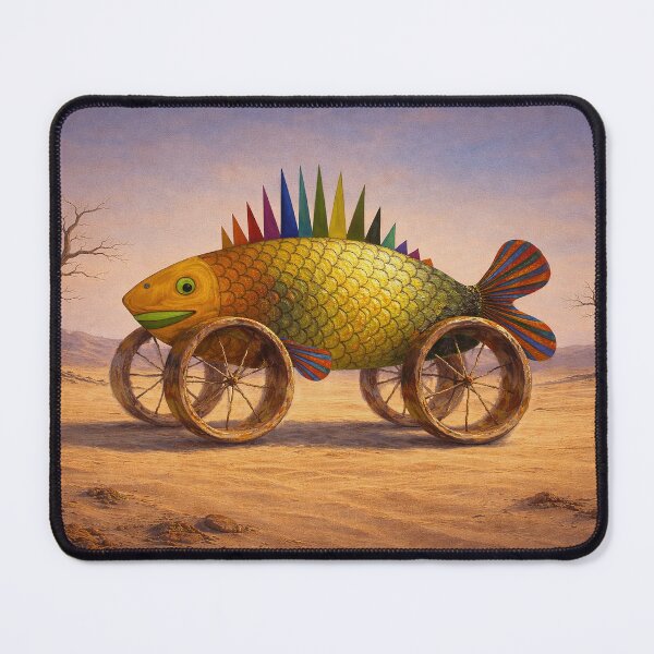 Item preview, Coche-pez surrealista en el desierto – Arte fantástico absurdo designed and sold by busurman.