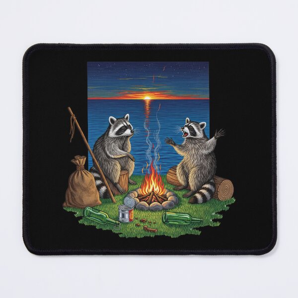 Item preview, Raccoons Roasting Marshmallows at Beach Sunset designed and sold by TeeARTHY.