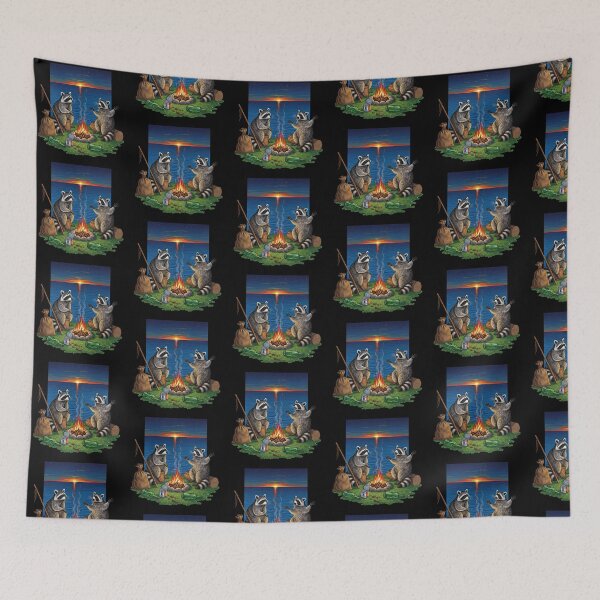 Item preview, Raccoons Roasting Marshmallows at Beach Sunset  designed and sold by TeeARTHY.