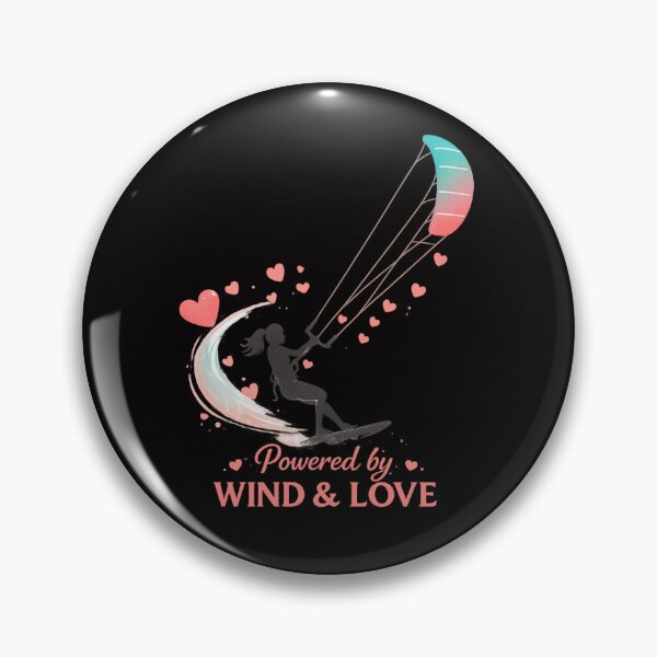 Item preview, Kitesurfing T-Shirt Powered by Wind & Love Kiteboarding Shirt for Women Ocean Sports Tee Gift for Kitesurfer Girl designed and sold by MojNetSerwis WWK.