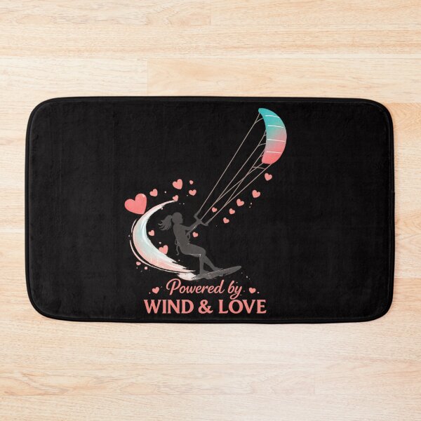Item preview, Kitesurfing T-Shirt Powered by Wind & Love Kiteboarding Shirt for Women Ocean Sports Tee Gift for Kitesurfer Girl designed and sold by MojNetSerwis WWK.