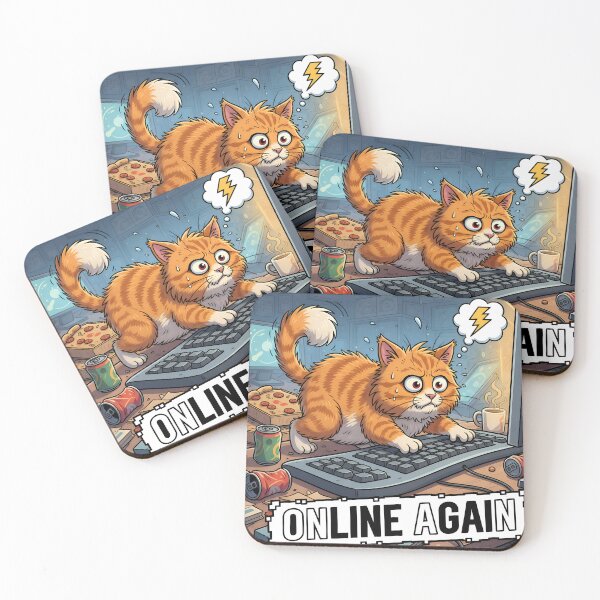 Item preview, Funny Orange Cat Online Again - Relatable Gamer Stress designed and sold by LowBattery Social Club.