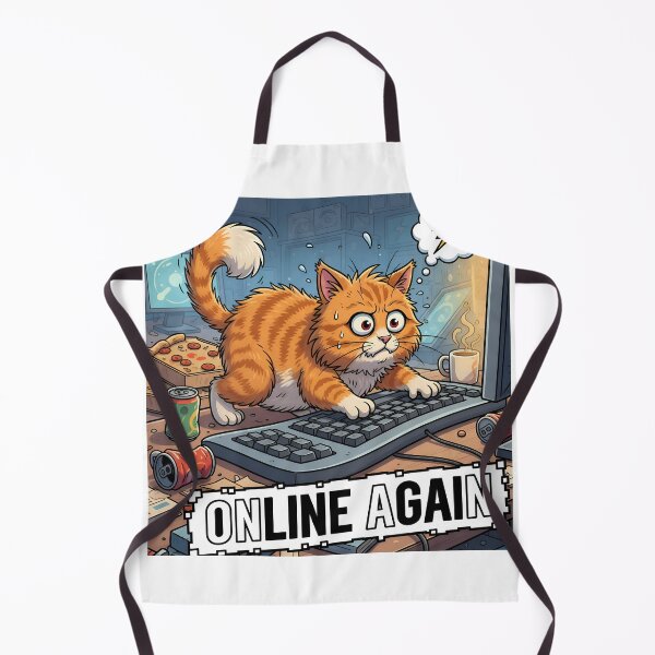 Item preview, Funny Orange Cat Online Again - Relatable Gamer Stress designed and sold by LowBattery Social Club.