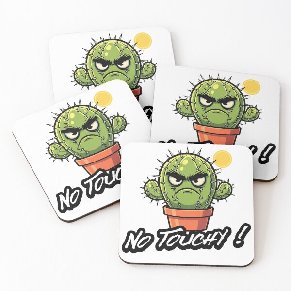 Item preview, No Touchy Funny Potted Cactus Cartoon Design designed and sold by FFPrints.