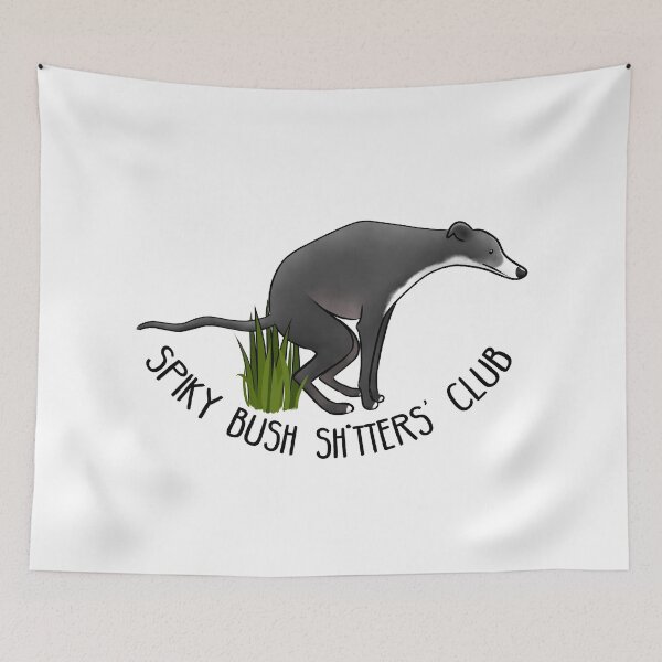 Aperçu de l'œuvre Spiky Bush Sh*tters' Club - Chien noir et blanc créée et vendue par Tessa Draws Stoof.