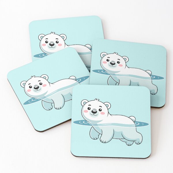 Item preview, Cute Polar Bear Cartoon Swimming – Kawaii Arctic Animal Illustration designed and sold by Royalsticker.