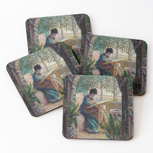 Item preview, Madame Monet Embroidering Camille Au Metier by Claude Monet: Lush Impressionist Interior designed and sold by artofuniverse.