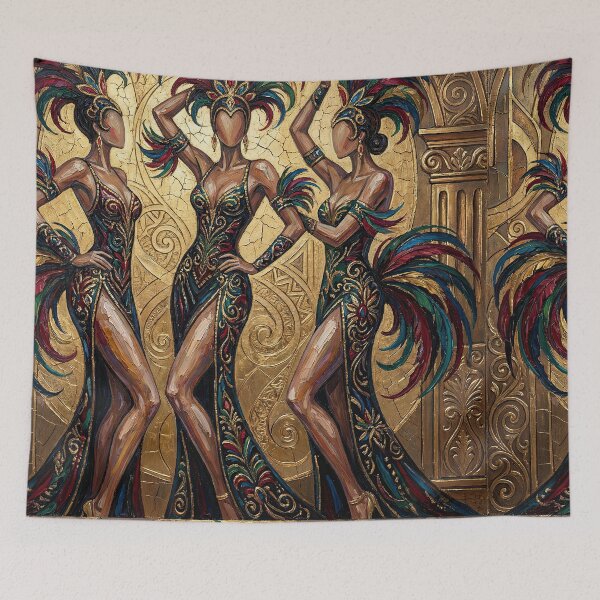 Item preview, Art Deco Rio Carnival Dancers Pattern | Vintage Feather Showgirls designed and sold by casaloomaria.