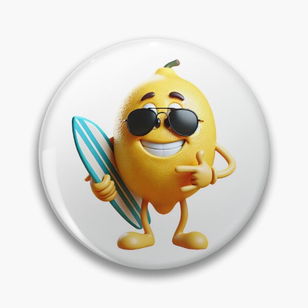 Item preview, Cool Lemon Dude With Surfboard Cartoon Summer Vibes. designed and sold by The-T-In-Retro.