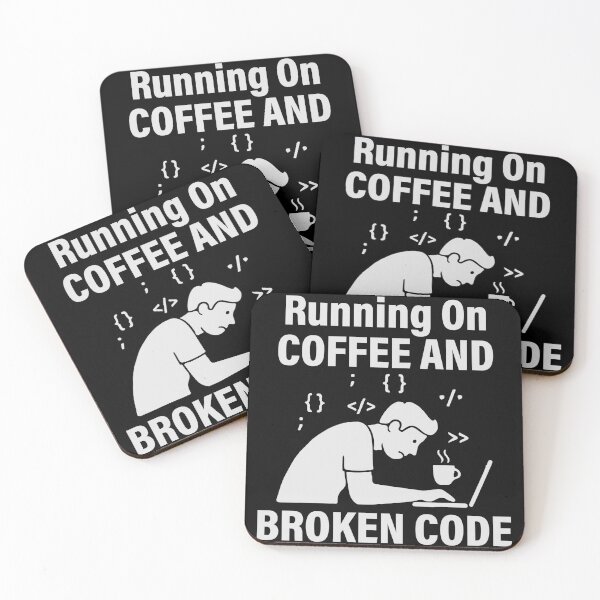 Item preview, Running On Coffee And Broken Code Programmer T-Shirt  Funny Developer Coding Design designed and sold by Design-Pro-21.
