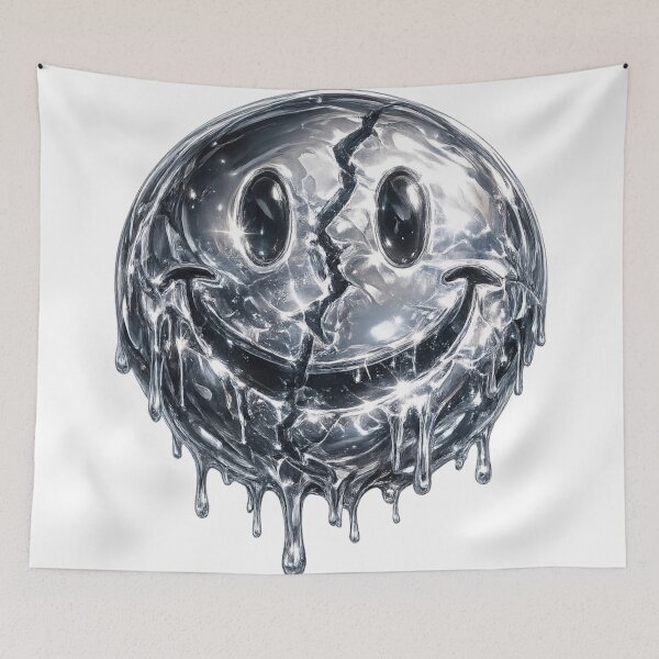 Item preview, Liquid Chrome Smiley – Melting Metal Face designed and sold by BoldLineDesign.