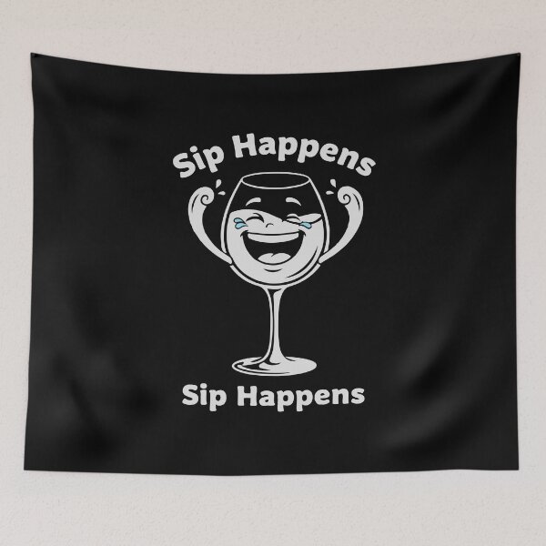 Item preview, Sip Happens Wine Glass T-Shirt  Funny Alcohol Pun Cartoon Design designed and sold by Design-Pro-21.