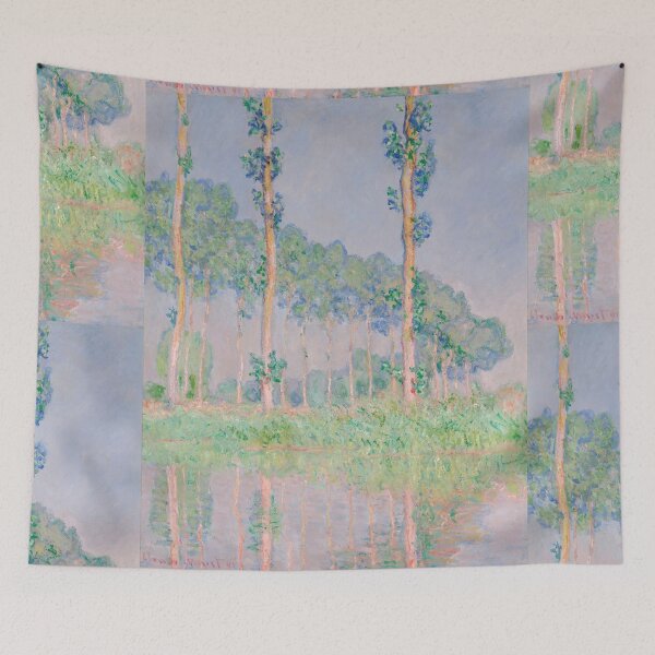 Item preview, Poplars Pink Effect by Claude Monet: Impressionist River Landscape Poster designed and sold by artofuniverse.