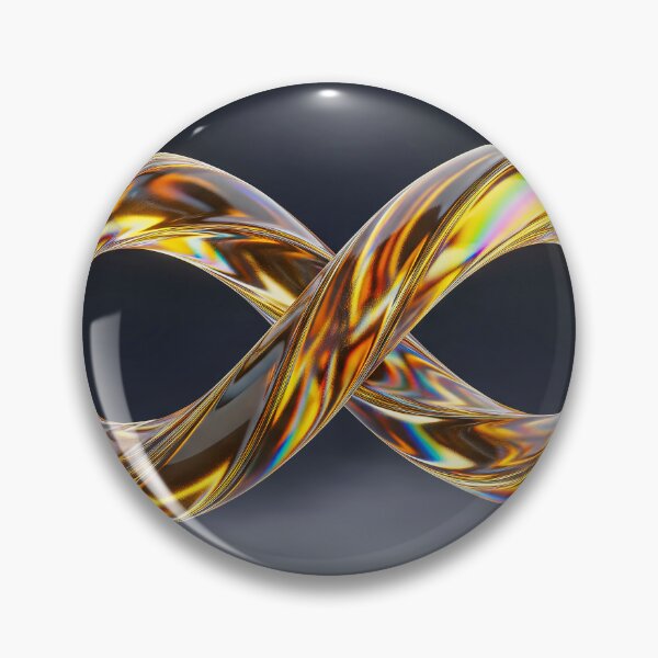 Item preview, 3D render of a golden liquid glass infinity symbol on dark studio background. Abstract Mobius strip loop representing neurodiversity, eternity, and continuity. High quality texture. designed and sold by PEUCETA-BA.