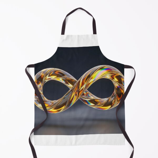 Item preview, 3D render of a golden liquid glass infinity symbol on dark studio background. Abstract Mobius strip loop representing neurodiversity, eternity, and continuity. High quality texture. designed and sold by PEUCETA-BA.