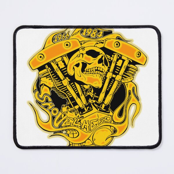 Item preview, Harley Shovelhead Motorcycle Chopper Old School Biker Skull designed and sold by Route66art.