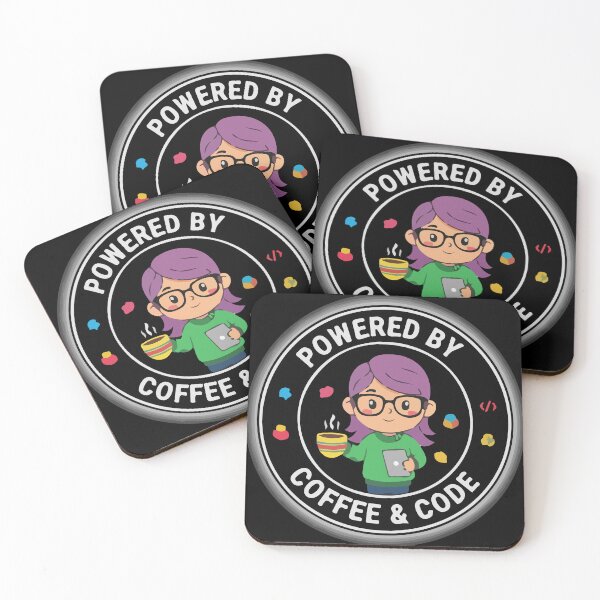 Item preview, Powered By Coffee & Code Cartoon Girl T-Shirt  Programmer Humor Design designed and sold by Design-Pro-21.