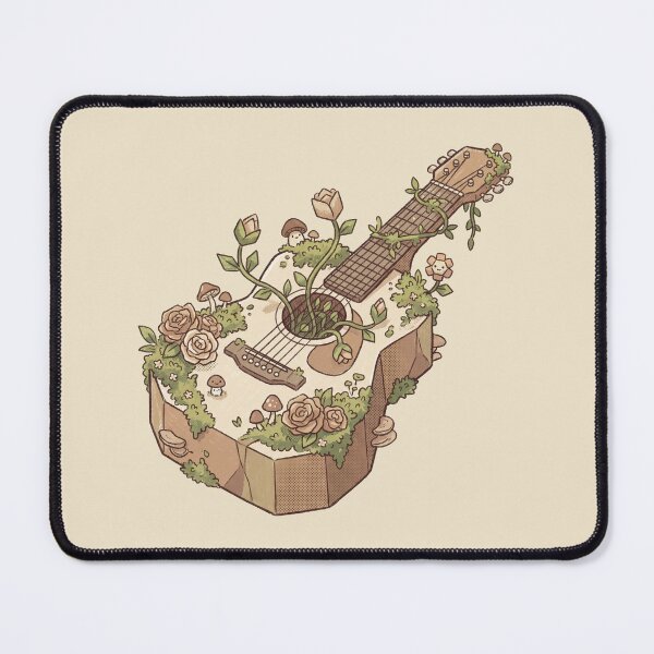 Item preview, Overgrown Flowers Guitar Acoustic Instrument with Moss and Cute Mushrooms designed and sold by Magnificent Lizard.