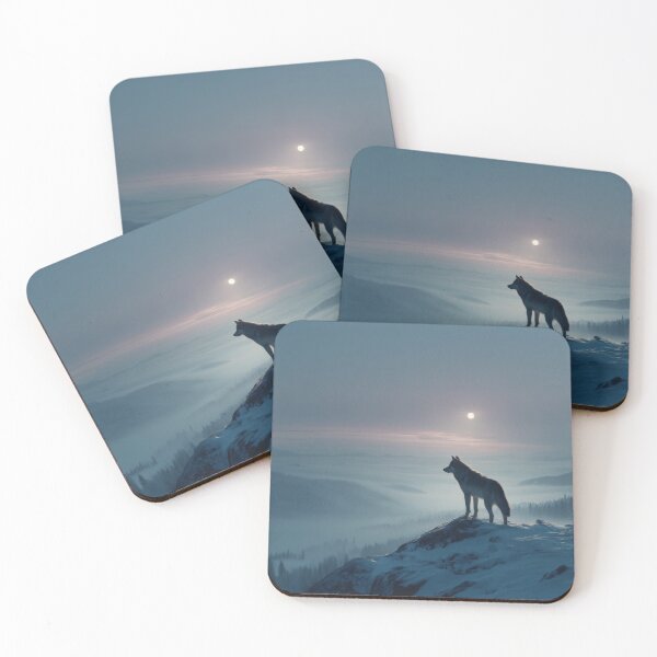 Item preview, Lone Wolf Under the Moon – Nordic Night Landscape designed and sold by NordicDreams.