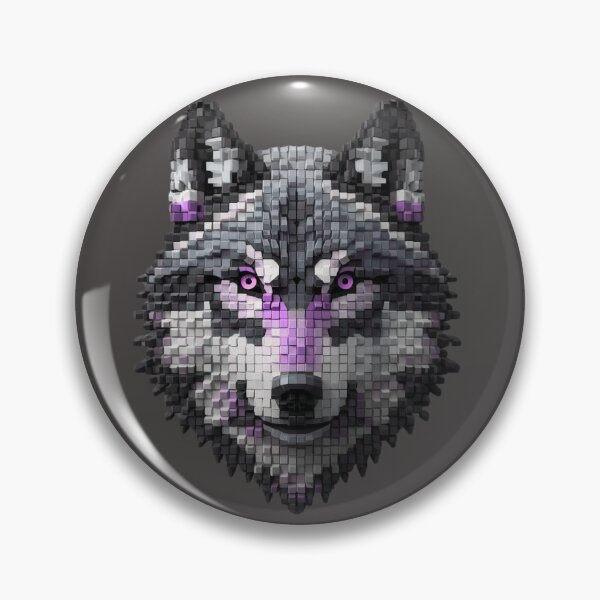Item preview, Retro Pixel Wolf Head - Mosaic Wolf Art. designed and sold by LunaPrintCo.