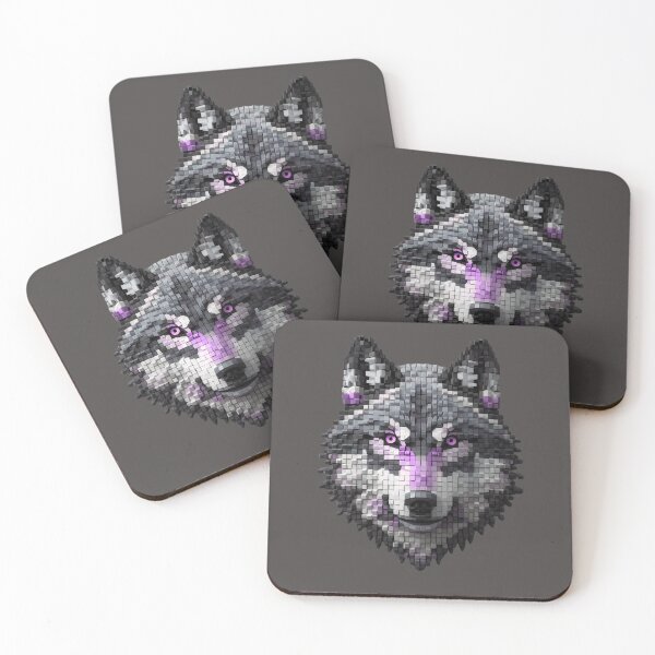 Item preview, Retro Pixel Wolf Head - Mosaic Wolf Art. designed and sold by LunaPrintCo.