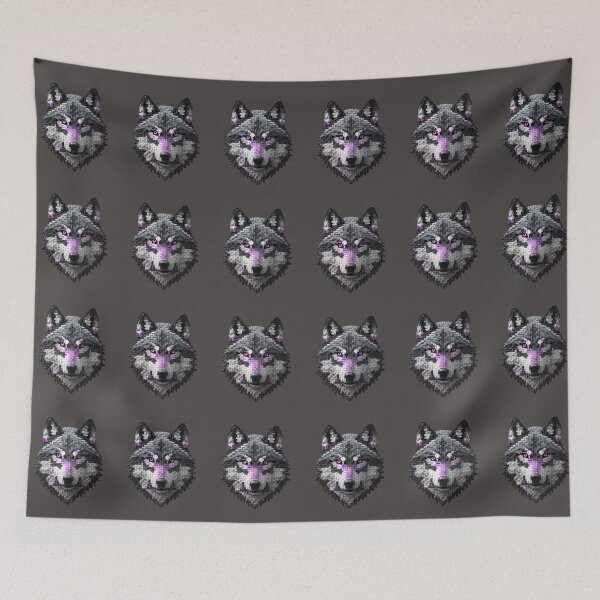 Item preview, Retro Pixel Wolf Head - Mosaic Wolf Art. designed and sold by LunaPrintCo.