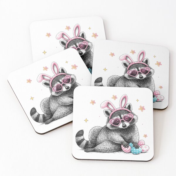Item preview, Cute Easter Raccoon Bunny Costume – Funny Spring Animal Art designed and sold by MS Pod Studio.