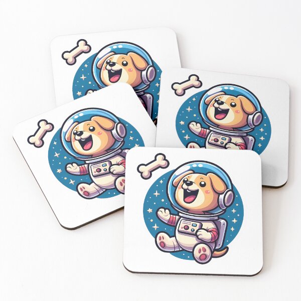 Item preview, Cute Astronaut Dog Catching Bone in Space designed and sold by StickerVerseCat.