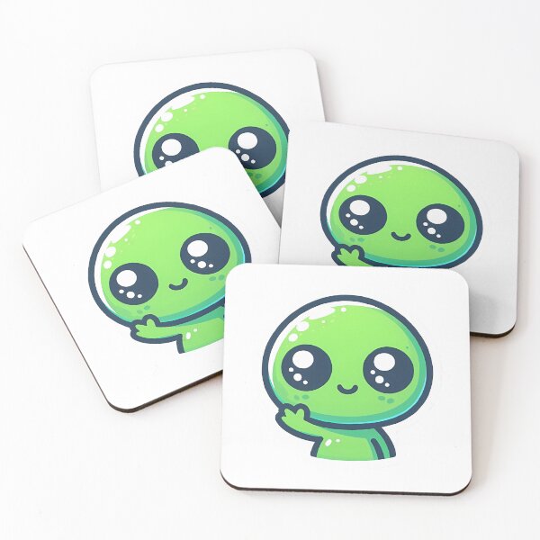 Item preview, Cute Green Alien Saying Hello Sticker designed and sold by StickerVerseCat.