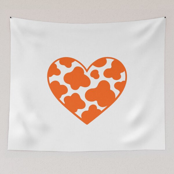 Item preview, Cow print heart orange designed and sold by GrassFedVegan.