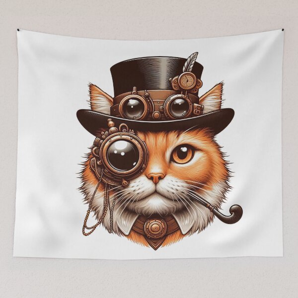 Item preview, Orange Cat Steampunk Fantasy Art Illustration designed and sold by Retr0Tshirts.