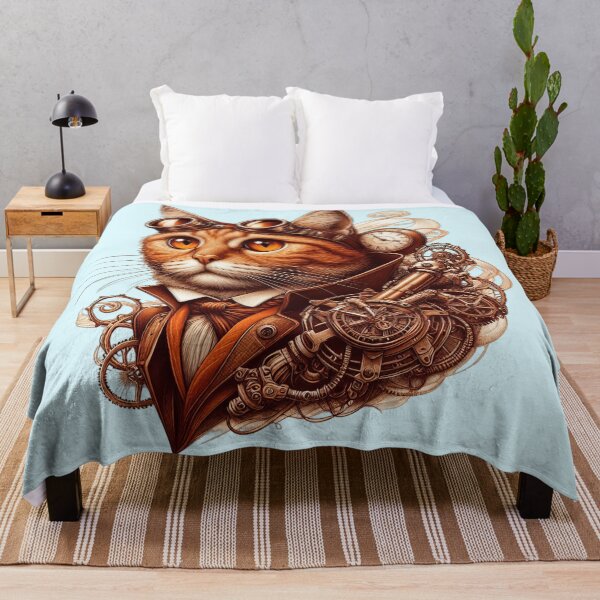 Artikelvorschau, Steampunk-Illustration einer orangefarbenen Katze entworfen und verkauft von Retr0Tshirts.