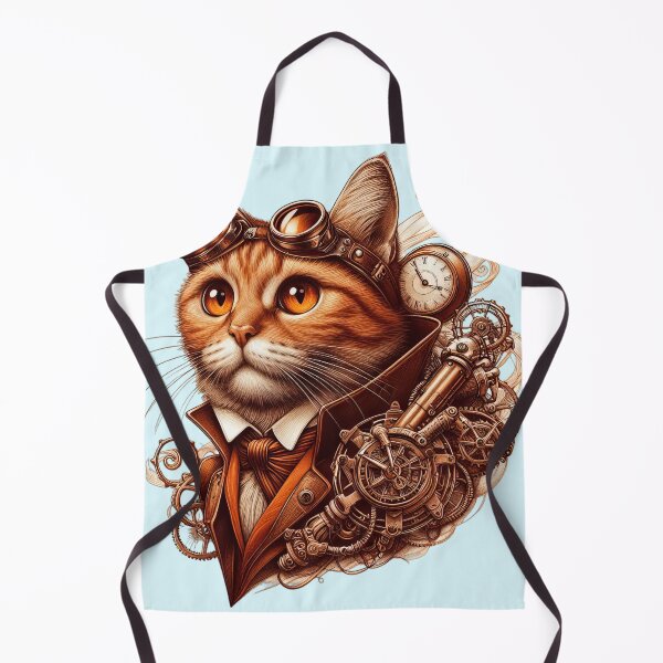 Artikelvorschau, Steampunk-Illustration einer orangefarbenen Katze entworfen und verkauft von Retr0Tshirts.