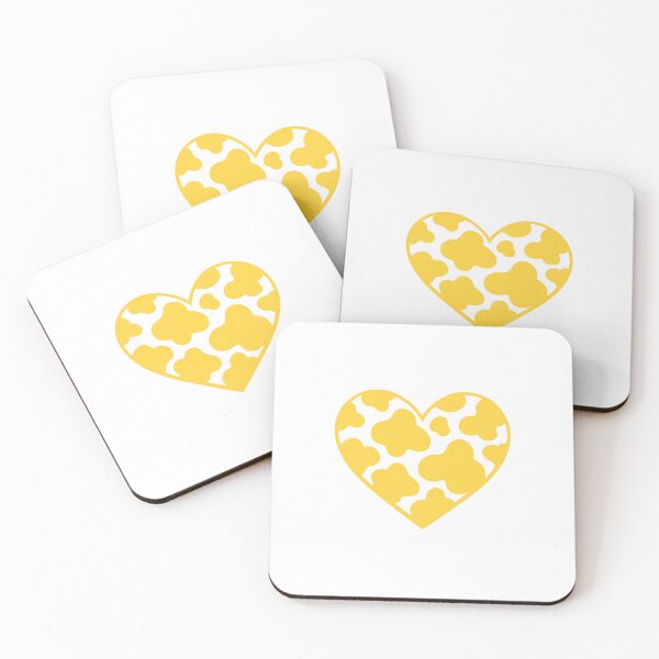Item preview, Cow print heart yellow designed and sold by GrassFedVegan.