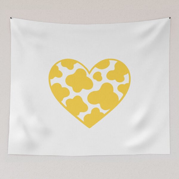 Item preview, Cow print heart yellow designed and sold by GrassFedVegan.