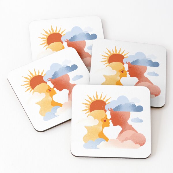 Item preview, Conceptual Sun and Cloud Lovers Kissing Silhouette Art designed and sold by BigStar-Cart.