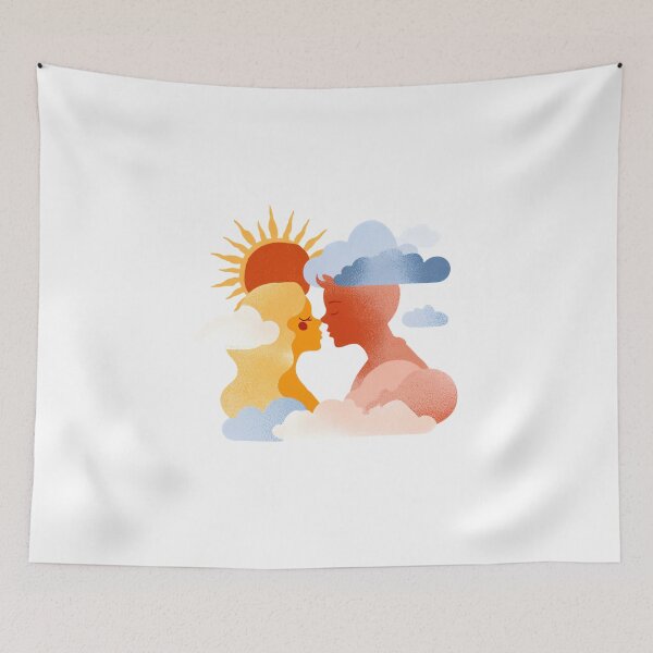 Item preview, Conceptual Sun and Cloud Lovers Kissing Silhouette Art designed and sold by BigStar-Cart.