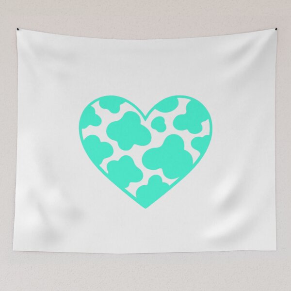 Item preview, Cow print heart cyan designed and sold by GrassFedVegan.