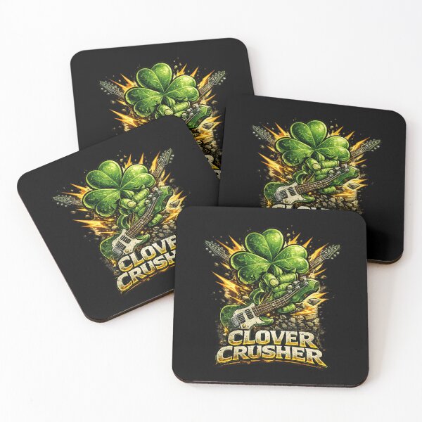 Item preview, Clover Crusher – St. Patrick's Day Metal Guitar Pun designed and sold by PunchDrop.