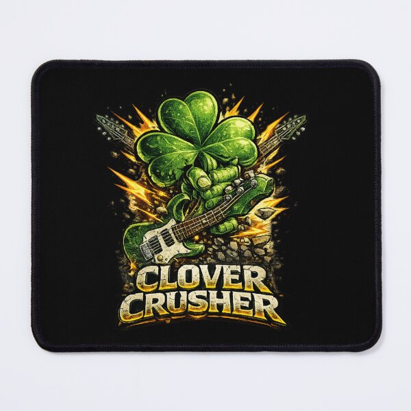 Item preview, Clover Crusher – St. Patrick's Day Metal Guitar Pun designed and sold by PunchDrop.