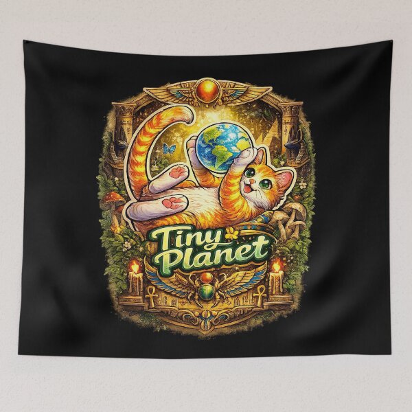 Item preview, Tiny Planet – Magical Cat Guardian of Earth | Fantasy Cat Artwork designed and sold by Dominik1994.