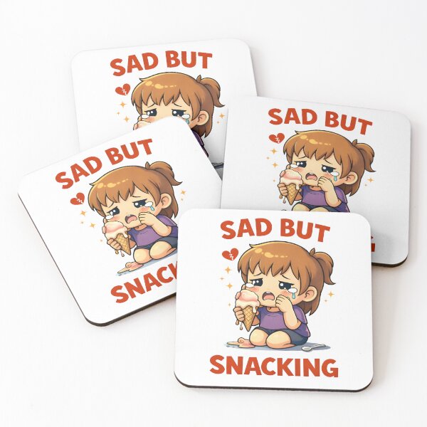 Item preview, Sad But Snacking – Cute Chibi Comfort Food Illustration designed and sold by Snackwear Apparel.