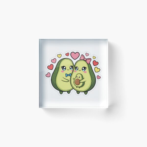 Item preview, Cute kawaii avocado couple with baby - Funny Valentine illustration  designed and sold by mayatA-rt.