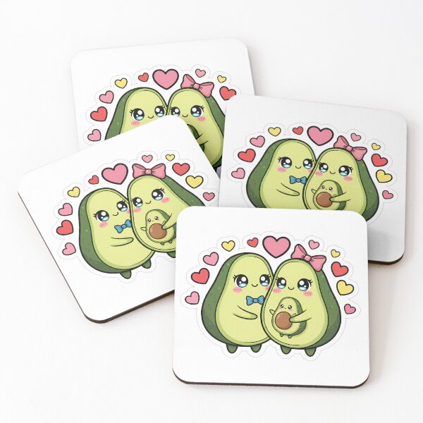 Item preview, Cute kawaii avocado couple with baby - Funny Valentine illustration  designed and sold by mayatA-rt.