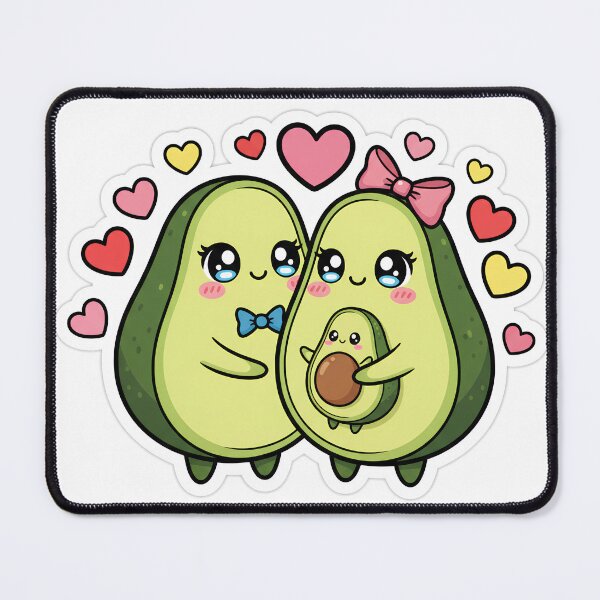 Item preview, Cute kawaii avocado couple with baby - Funny Valentine illustration  designed and sold by mayatA-rt.