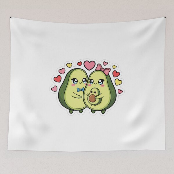 Item preview, Cute kawaii avocado couple with baby - Funny Valentine illustration  designed and sold by mayatA-rt.