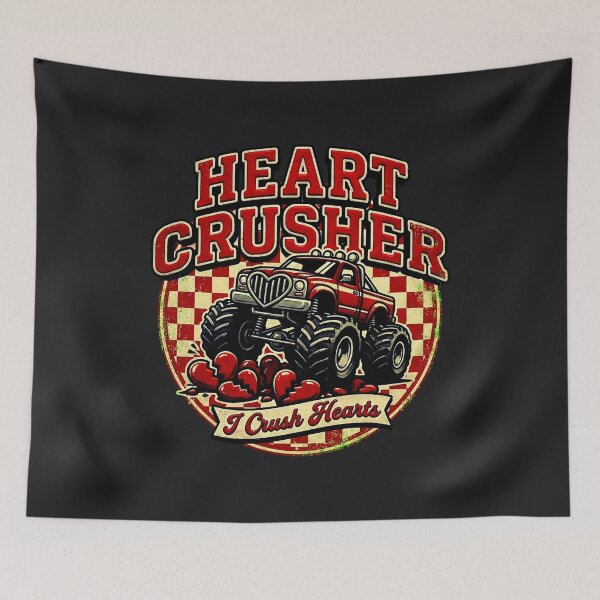 Item preview, Retro Heart Crusher Monster Truck Varsity Valentine designed and sold by Thaivi Design.