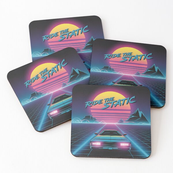 Item preview, Retro Wave Surrealism - Ride The Static (neon synthwave design) designed and sold by Pixel Palace.