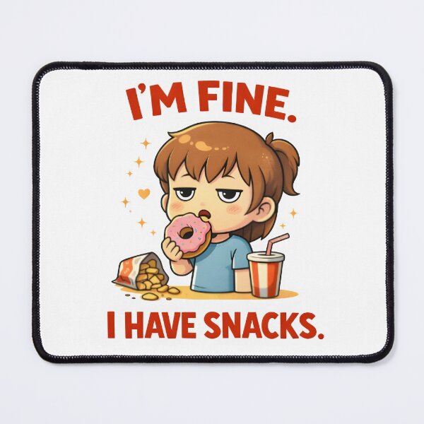 Item preview, I’m Fine. I Have Snacks – Cute Chibi Snack Lover Illustration designed and sold by Snackwear Apparel.